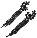 Long Black Rhinestone Earrings (BERLIN)