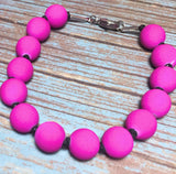 Magenta Acylic Cord Beaded Bracelet