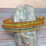 Multi Color Glass Boho Bangle Bracelet (MAUREEN-B)