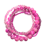 Hot Pink Glass Bracelet Stack (ALENA)