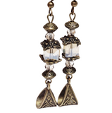 Cube Glass Crystal Bronze Earrings (THESEUS)