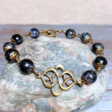 Bronze Knot Gray Glass Bracelet