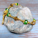 Marijuana Green Gold Glass Bracelet (HEMP-B)