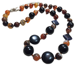 Earthy Agate Blue Goldstone Gemstone Necklace (GAIA)