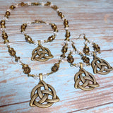 Celtic Knot Bronze Glass Jewelry Set