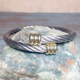 Dual Tone Steel Bangle Bracelet (VINCENZA-B)