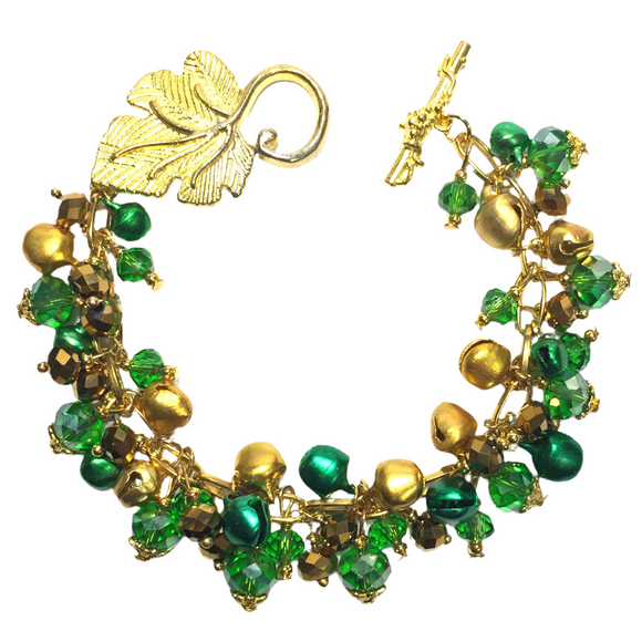 Green Gold Jingle Bell Chunky Bracelet (WREATH-B)