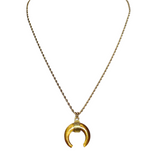 Tiger Eye Stone Crescent Moon Necklace (APOLLO)