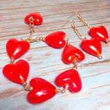 Red Hearts Lampwork Glass Jewelry Set (AMORE)