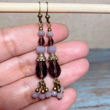 Purple Glass Bronze Earrings