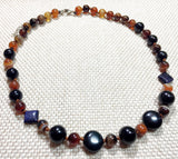 Earthy Agate Blue Goldstone Gemstone Necklace (GAIA)