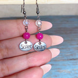 Sister Fuchsia Glass Earrings (SIS-E)