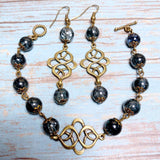 Bronze Knot Gray Glass Jewelry Set