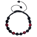 Men's Beaded Glass Cord Bracelet (CARMINE)