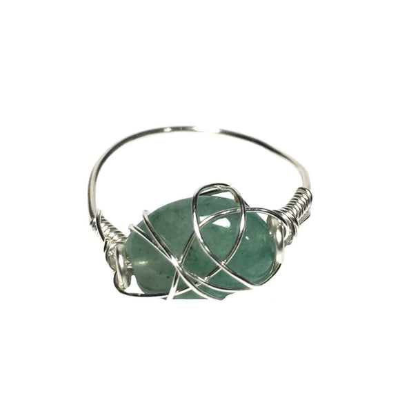 Green Aventurine Stone Ring Size 6