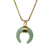 Aventurine Stone Crescent Moon Necklace (LETO)