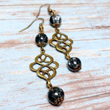 Bronze Knot Gray Glass Earrings