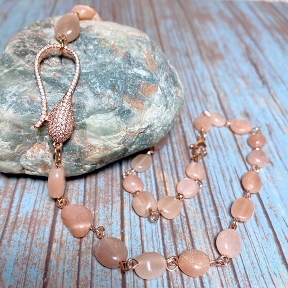 Sunstone Gemstone Rose Gold Necklace