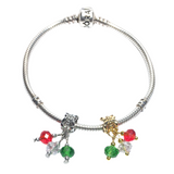 Red Green Clear Glass Crystal Charm (Fits Pandora) - JOY