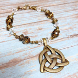 Celtic Knot Bronze Glass Bracelet