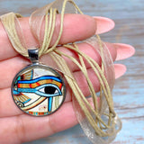 Egyptian Eye of Ra Glass Dome Necklace (SOFI)