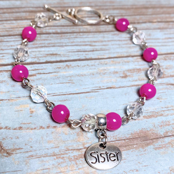 Sister Fuchsia Glass Bracelet (SIS-B)