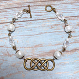 Infinity Bronze White Glass Bracelet (INFINITY-B)