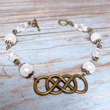 Infinity Bronze White Glass Bracelet (INFINITY-B)