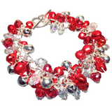 Red Silver Jingle Bell Chunky Bracelet (HOLLY-B)