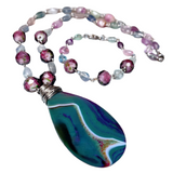 Agate Fluorite Stone & Glass Jewelry Set (FIORELLA)