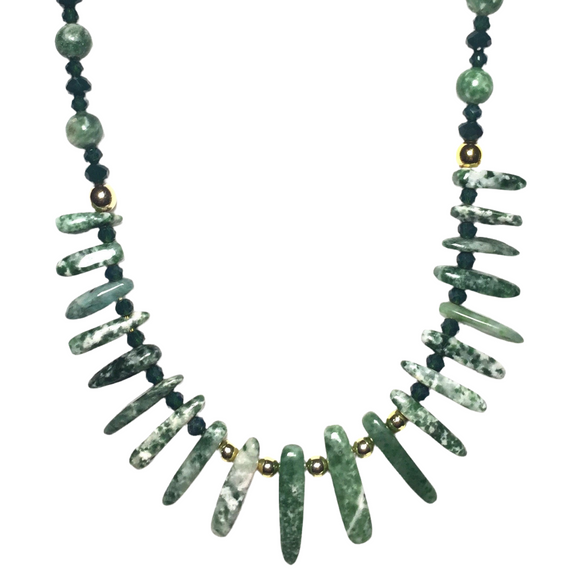 Green Jasper Stone Tribal Necklace (EVERGLADES)