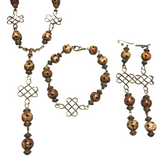 Celtic Cross Jewelry Set Bronze & Brown (BRONA)