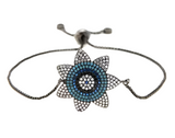 Evil Eye Black Flower Rhinestone Bracelet (ELYON)