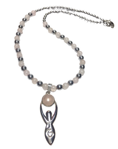 Goddess Pink Quartz Hematite Gemstone Necklace (ELEONORA)