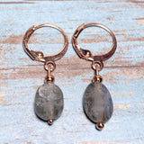 Labradorite Stone Rose Gold Earrings (MISHA-E)