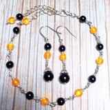 Orange Black Anklet & Earring Set (OURANDOS)