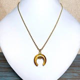 Tiger Eye Stone Crescent Moon Necklace (APOLLO)