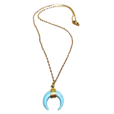 Howlite Stone Crescent Moon Necklace (METIS)