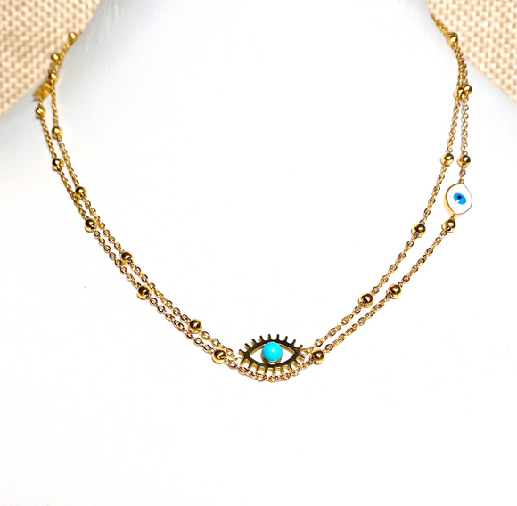 Evil Eye Layered Chain Necklace