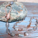 Labradorite Stone Rose Gold Necklace (MISHA-N)