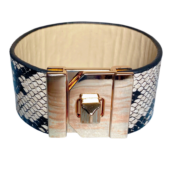 Snakeskin Gold Buckle Bangle Bracelet (MARSEILLE)