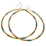 Multi Color Glass Boho Hoop Earrings (MAUREEN-E)