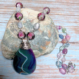 Agate Fluorite Stone & Glass Necklace (FIORELLA-N)