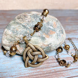 Celtic Knot Bronze Glass Necklace