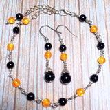 Orange Black Anklet & Earring Set (OURANDOS)