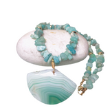 Agate and Amazonite Stone Necklace (MARGARET)