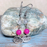 Sister Fuchsia Glass Earrings (SIS-E)