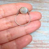 Labradorite Stone Silver Steel Ring (Size 7.5)