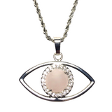 Evil Eye Pink Quartz Stone Necklace (ELISHEVA)