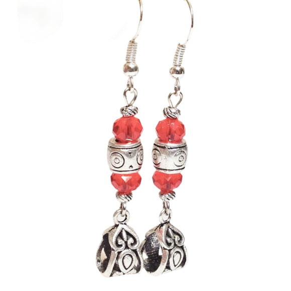 Red Glass Crystal Earrings (PHOEBE)